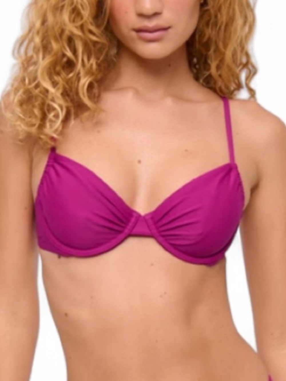 🆕🫎 Abercrombie Ruched Bikini Top Magenta Small NWT